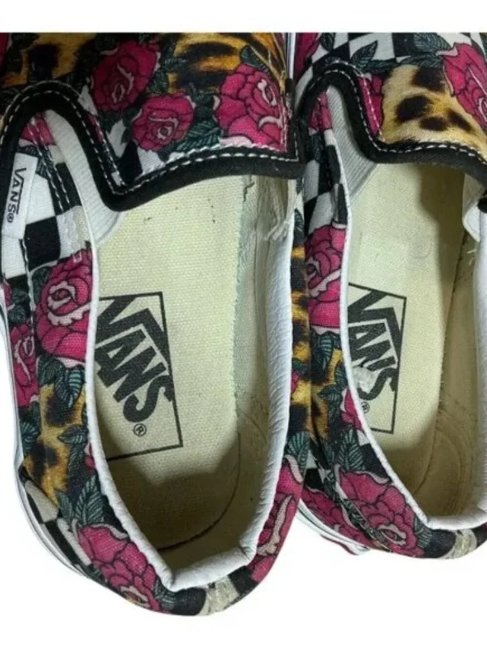 Vans Leopard/Floral Print Slip-on Unisex Skateboarding Sneakers Size M5/W6.5 - Picture 3 of 13
